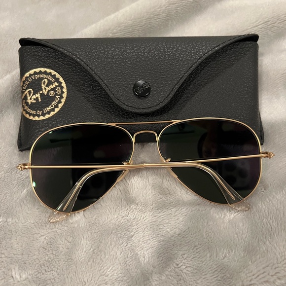 58mm green mirror ratban aviator sunglasses main image 4